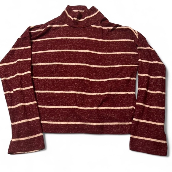 SO Red and Cream Cowl Neck Sweater with Stripes - Picture 1 of 2